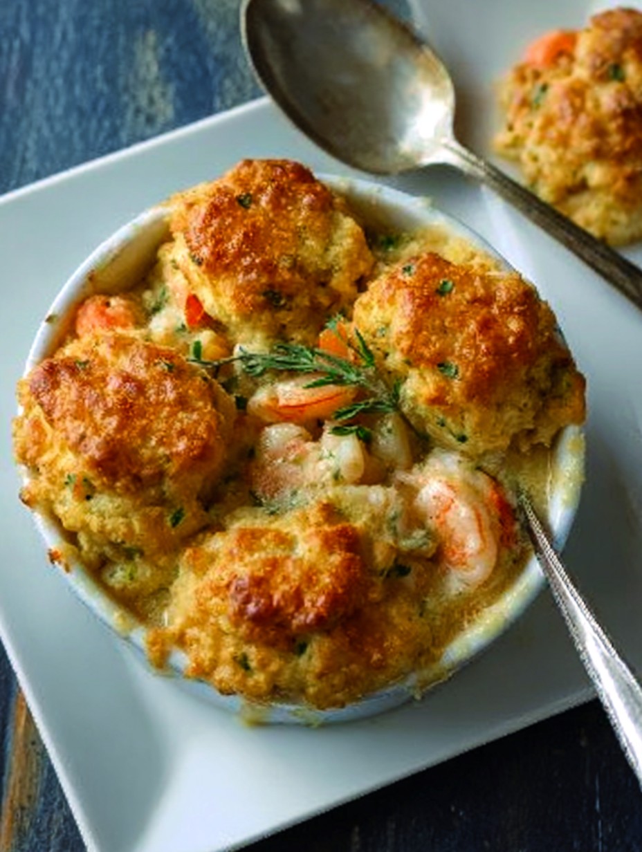 Shrimp Lobster Cheddar Bay Biscuit Pot Pie