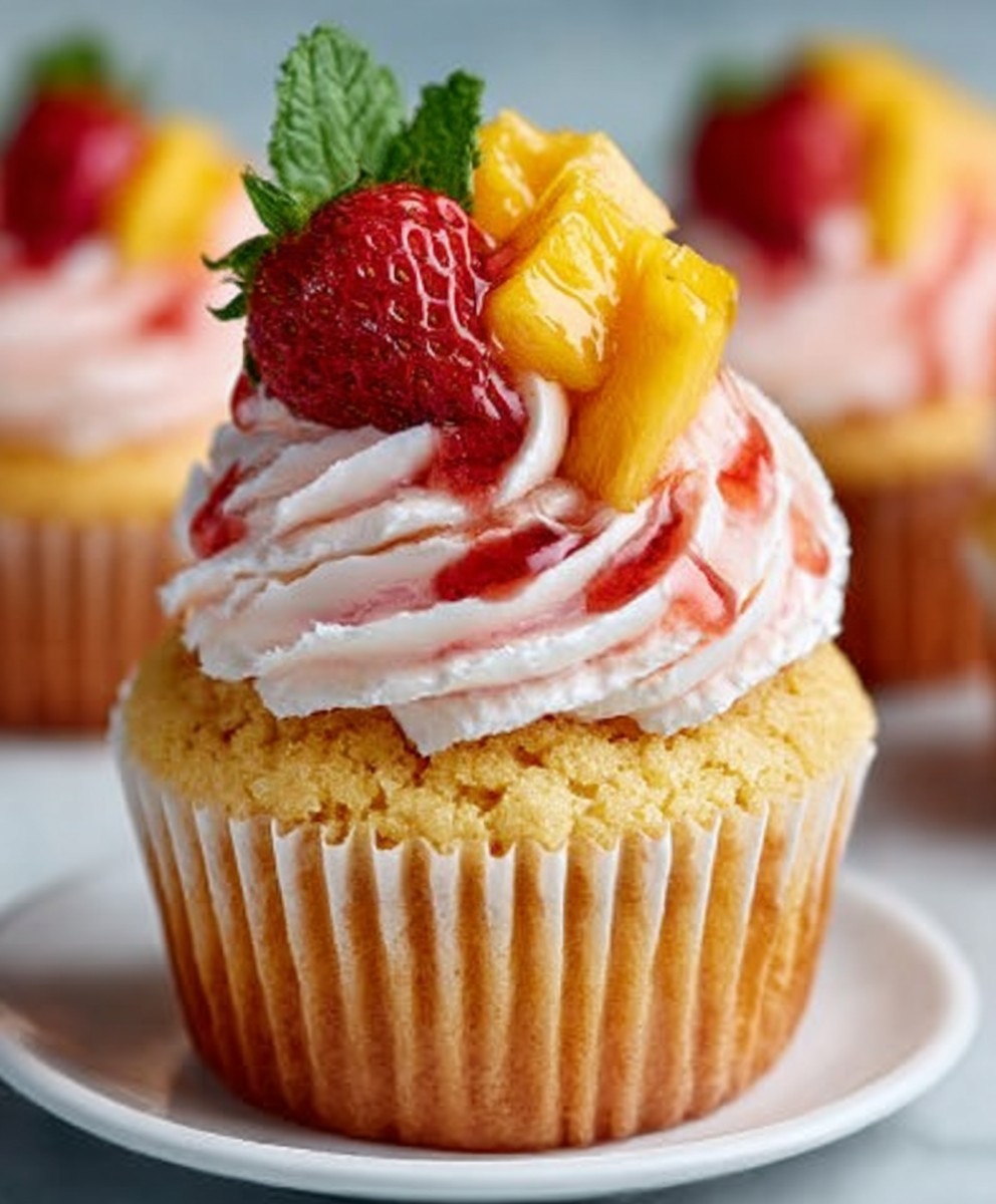 Mango Strawberry Cupcakes