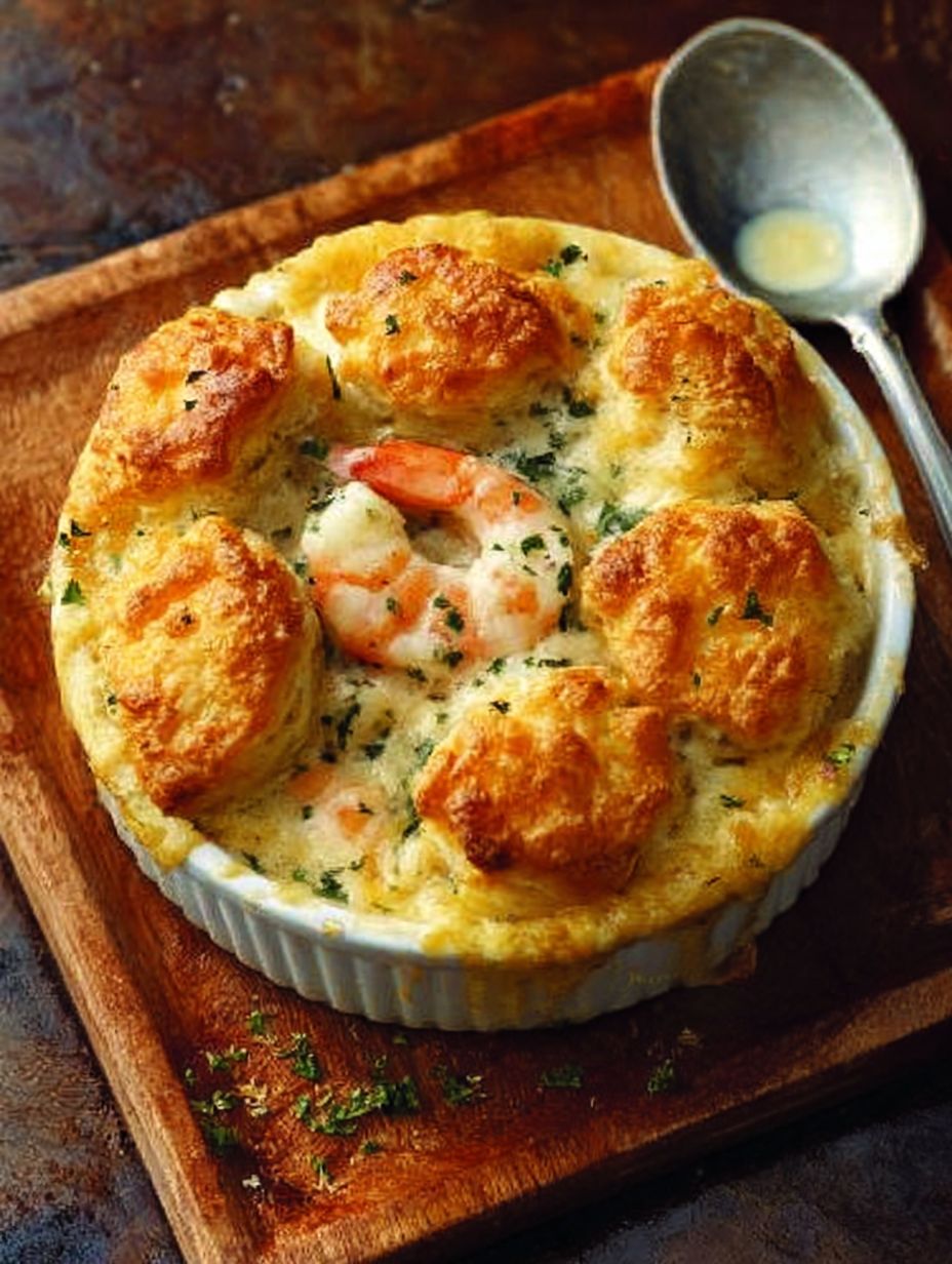 Shrimp Lobster Cheddar Bay Biscuit Pot Pie