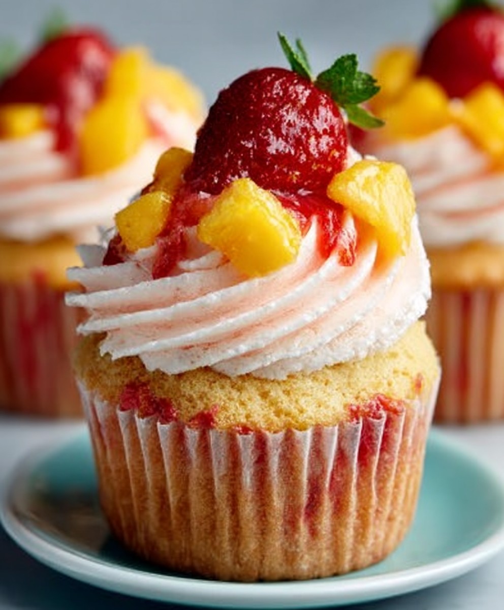 Mango Strawberry Cupcakes