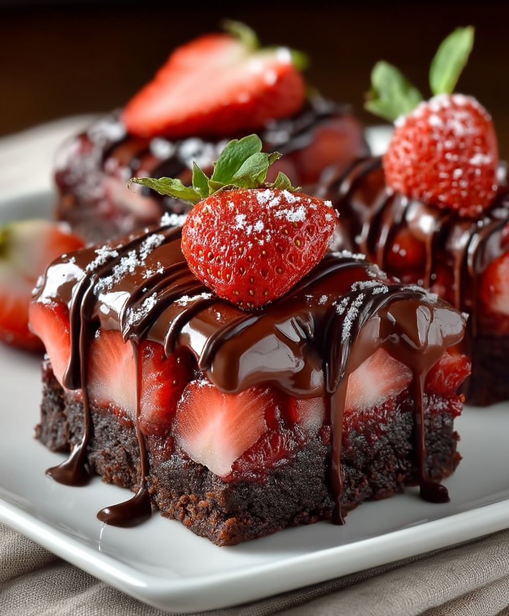 Chocolate Covered Strawberry Brownies