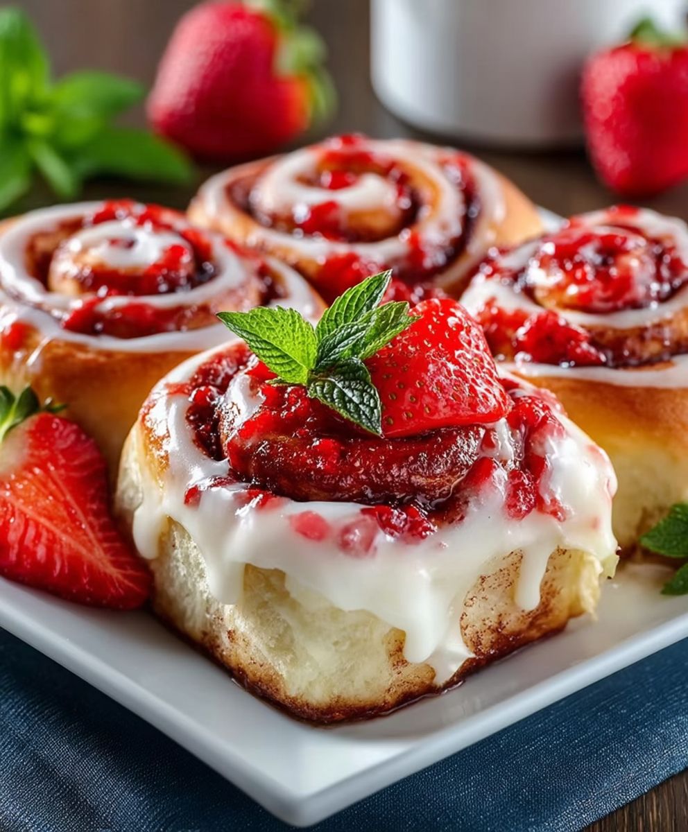 Strawberry Cheesecake Cinnabon Rolls