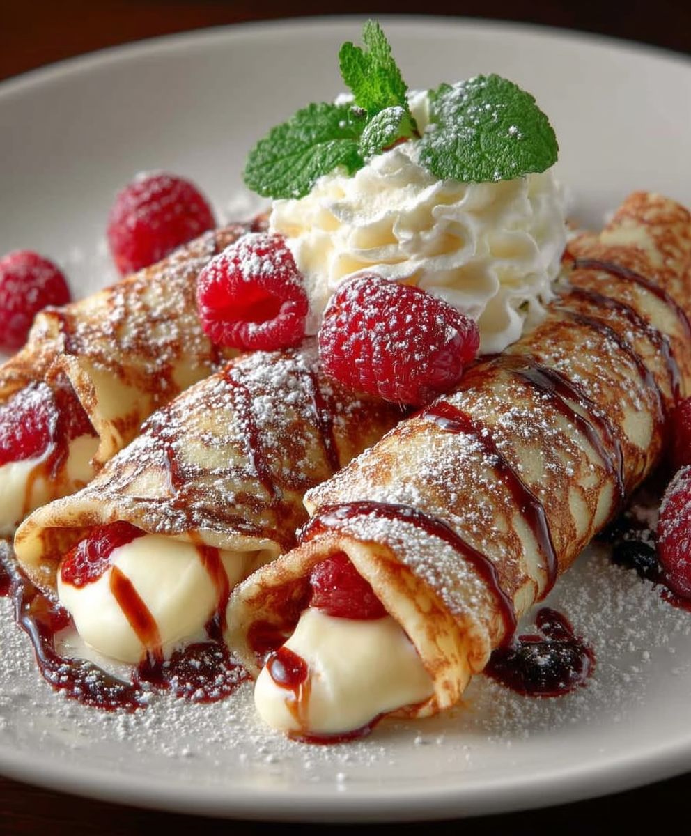 Raspberry Vanilla Cream Crepes