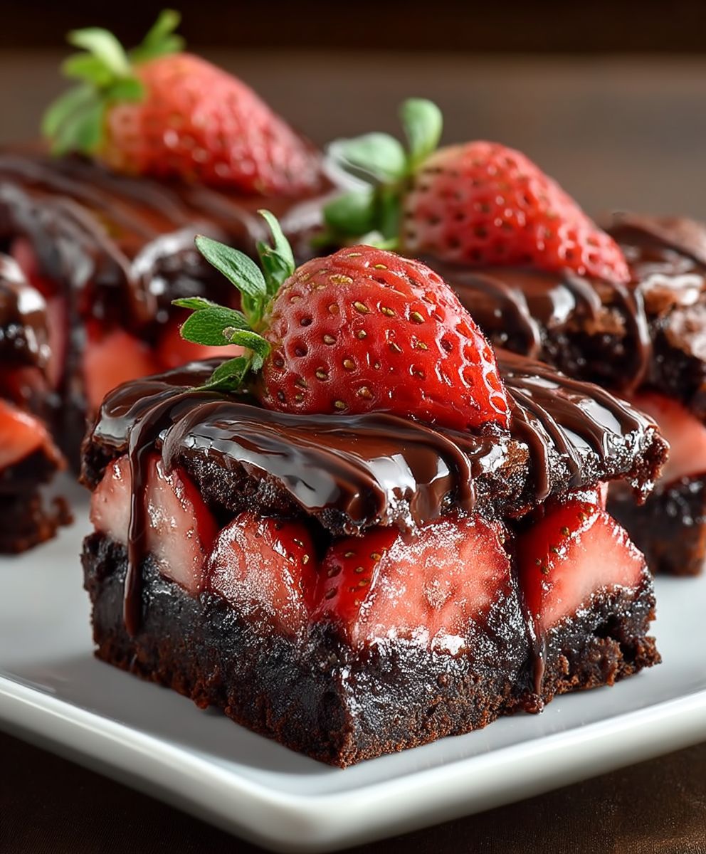 Chocolate Covered Strawberry Brownies