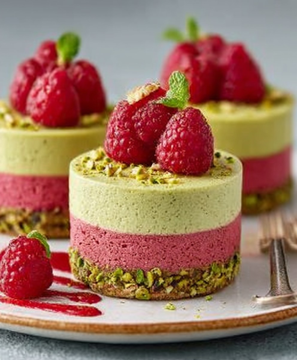 Raspberry Pistachio Mousse Cakes
