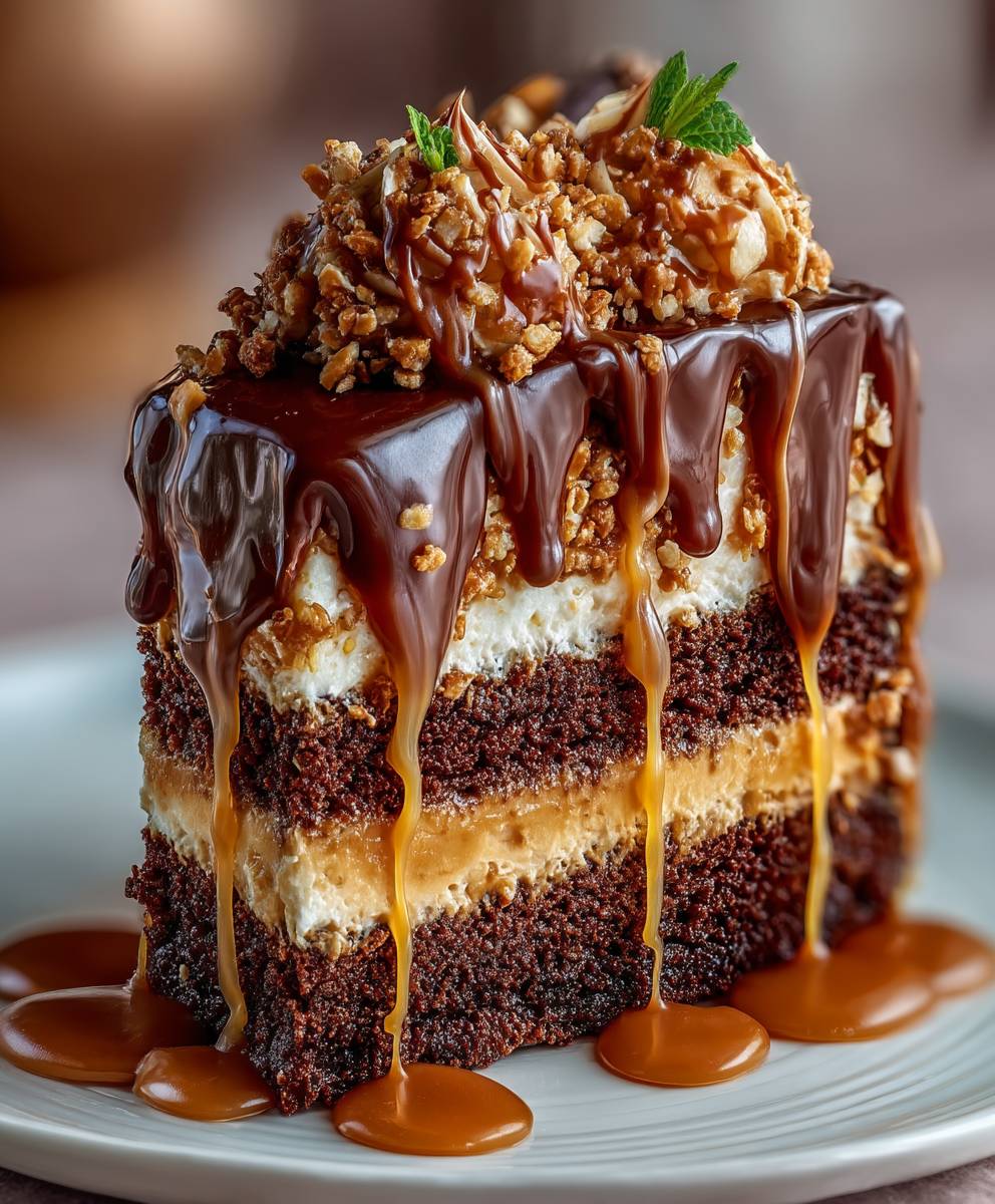 Creamy Chocolate Caramel Toffee Crunch Cake – Easy Decadent Dessert Recipe image 2