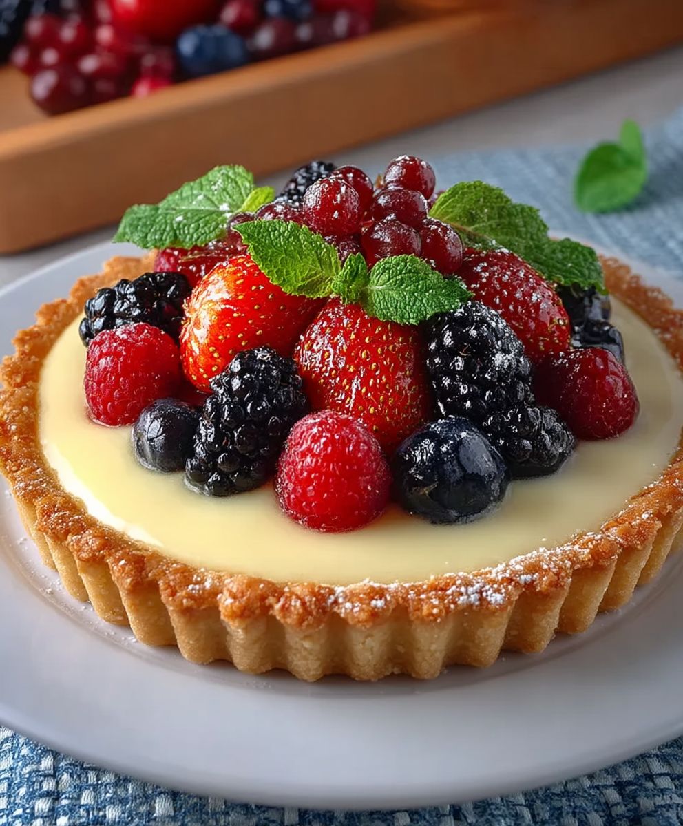 Homemade Vanilla Custard Fruit Tart | Classic Fresh Fruit Dessert image 2