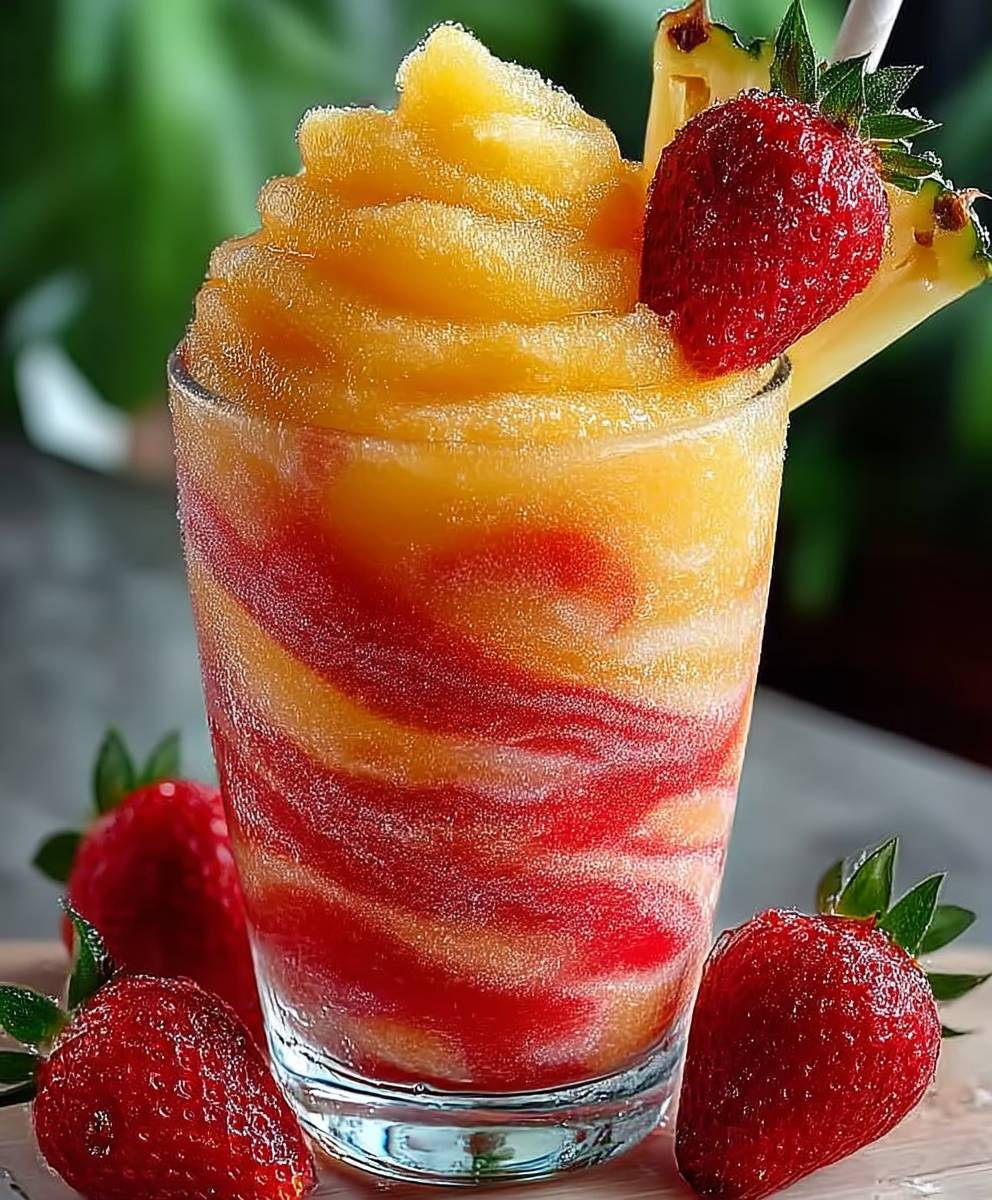 Pineapple Strawberry Swirled Slushies | Ultimate Tropical Summer Drink Recipe image 2